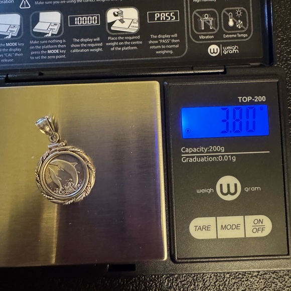 Sterling Silver Dolphin .999 pure silver (marked) Coin Pendant (only) - Picture 7 of 7